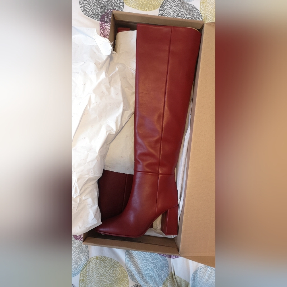 Zara genuine leather Red Boots